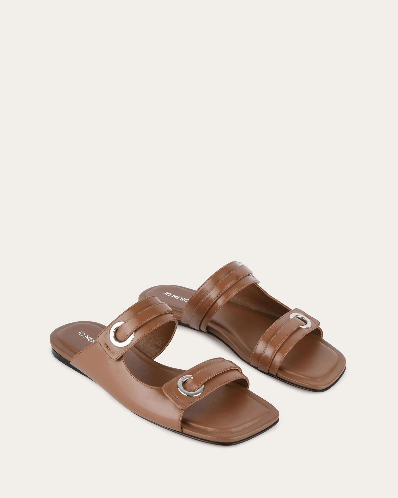 Hybrid Life New Neutral Quill Flat Sandals Dark Tan Leather