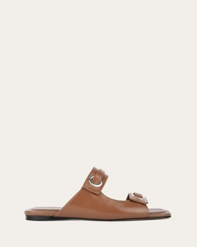 Daily Expression Quill Flat Sandals Dark Tan Leather