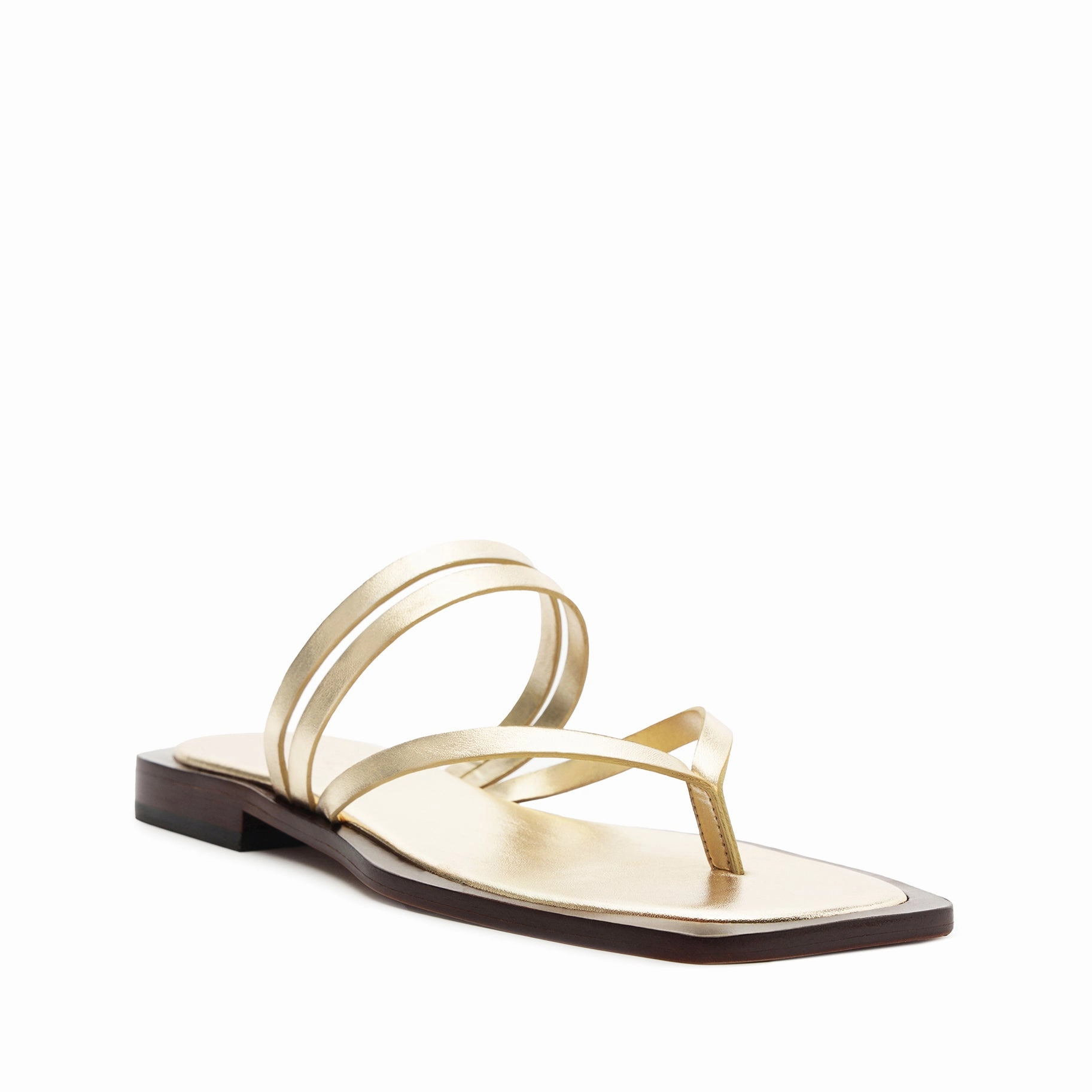 Rania Metallic Leather Flat Sandal Minimal Design