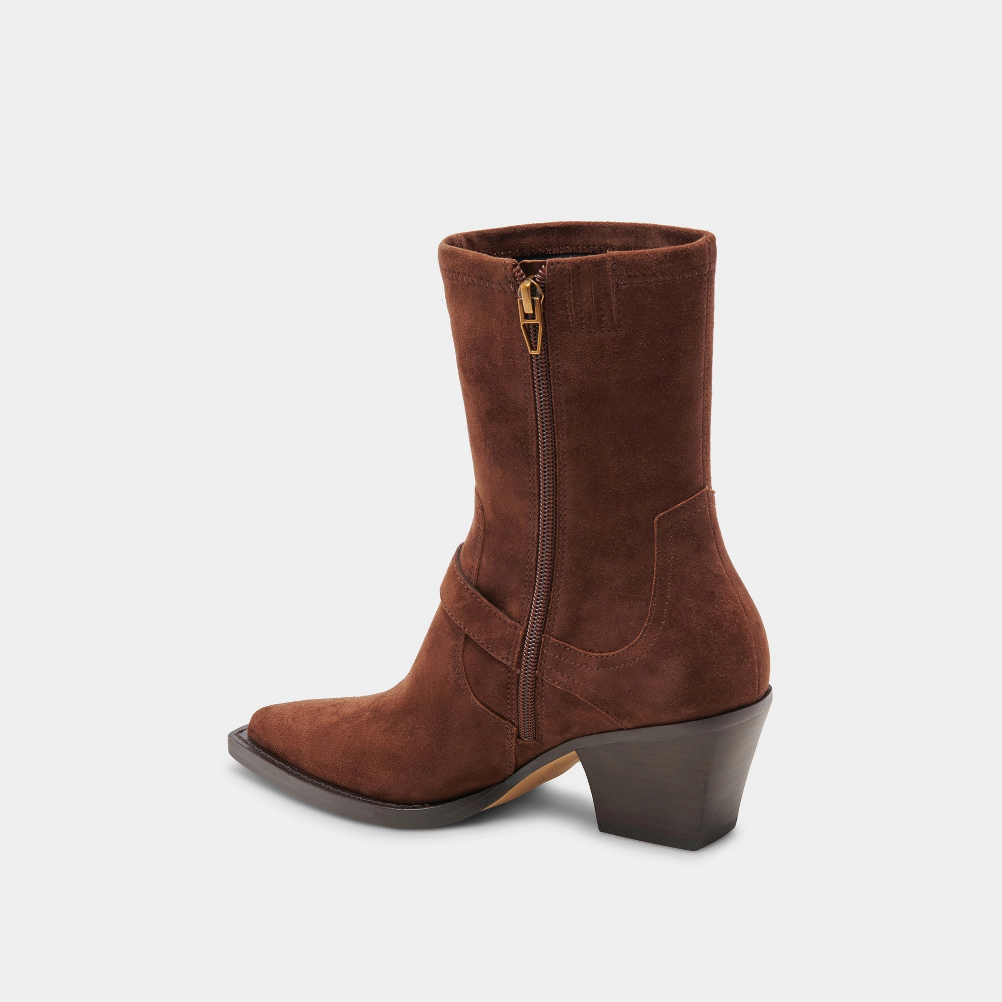 Rave Wide Calf Boots Dk Brown Suede Street-Forward