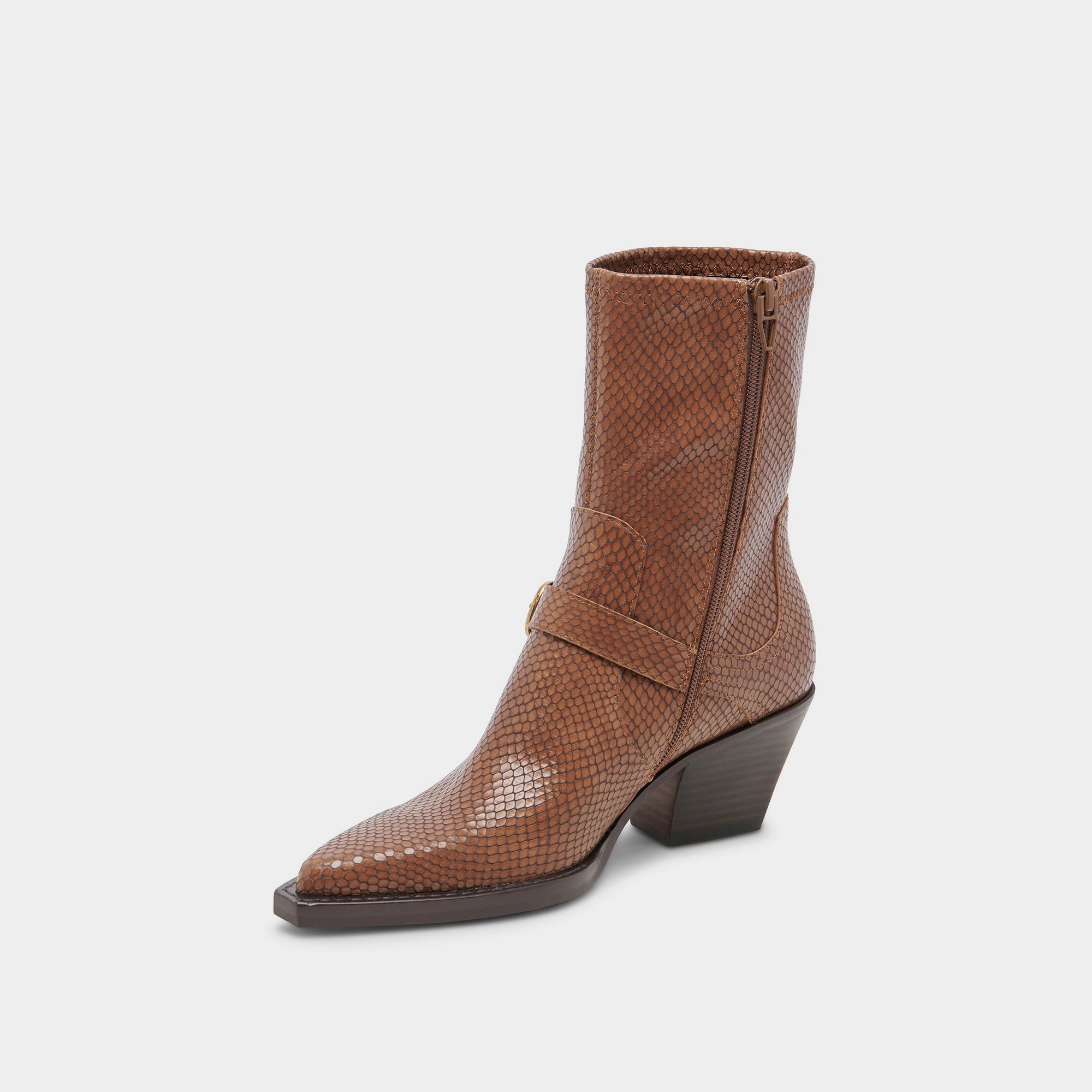 Rave Wide Calf Boots Saddle Embossed Leather Smooth Layers Season-Neutral