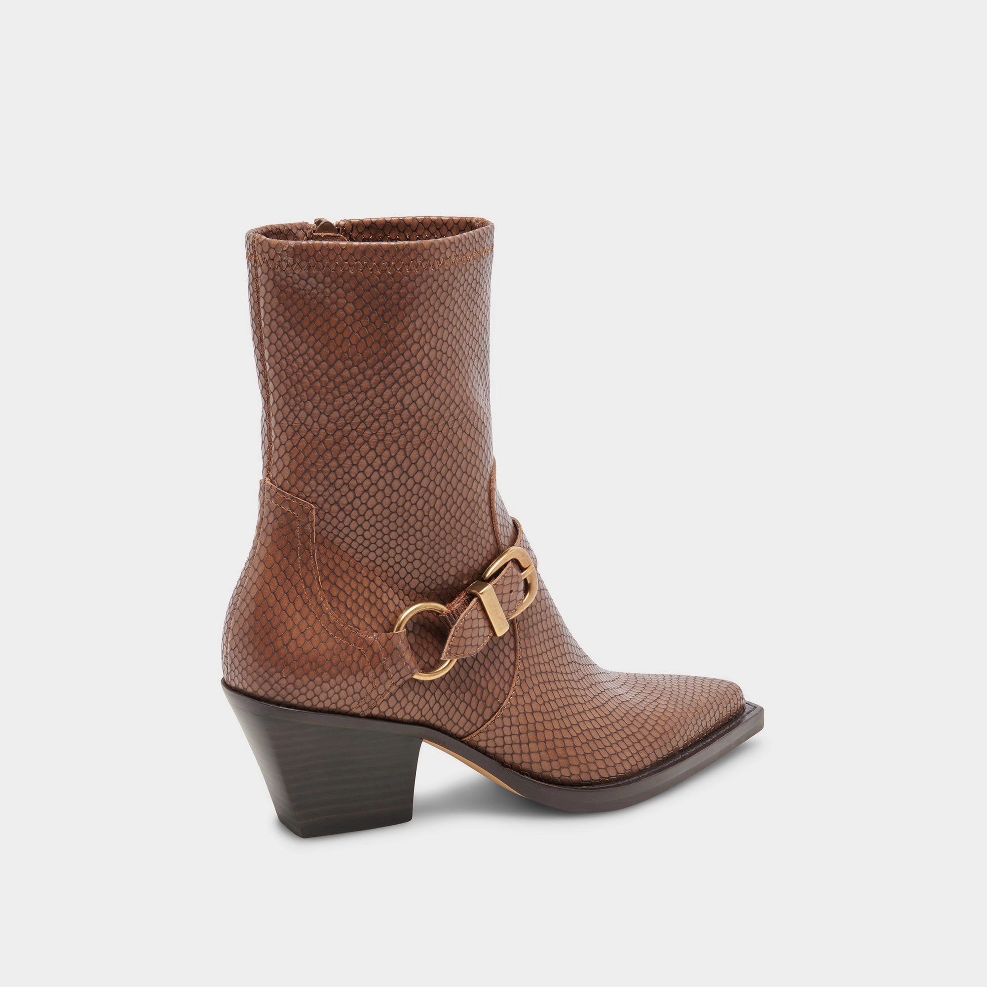 Sleek Vibes Rave Wide Calf Boots Saddle Embossed Leather
