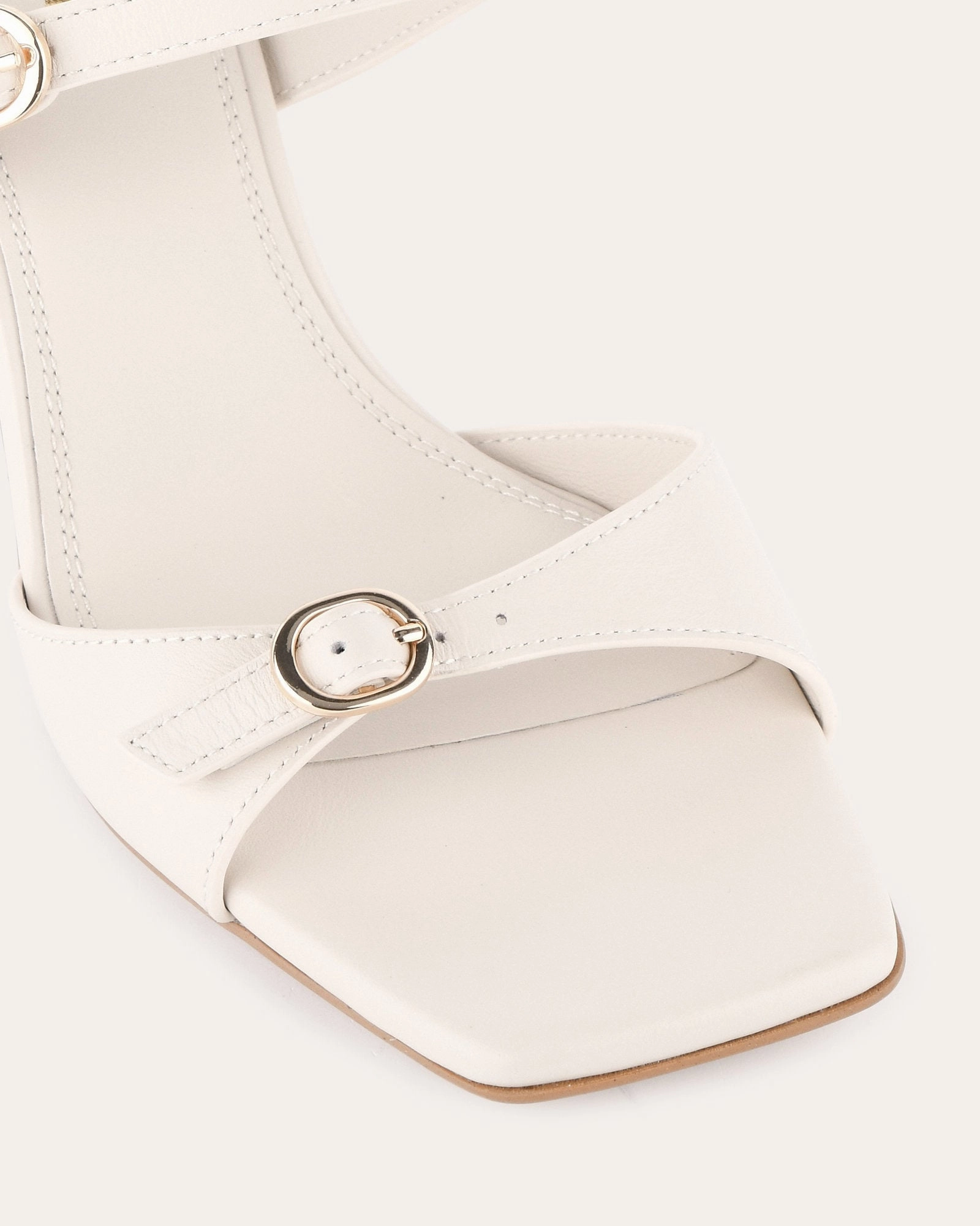 Spencer Mid Heel Sandals Off White Leather Living Wear