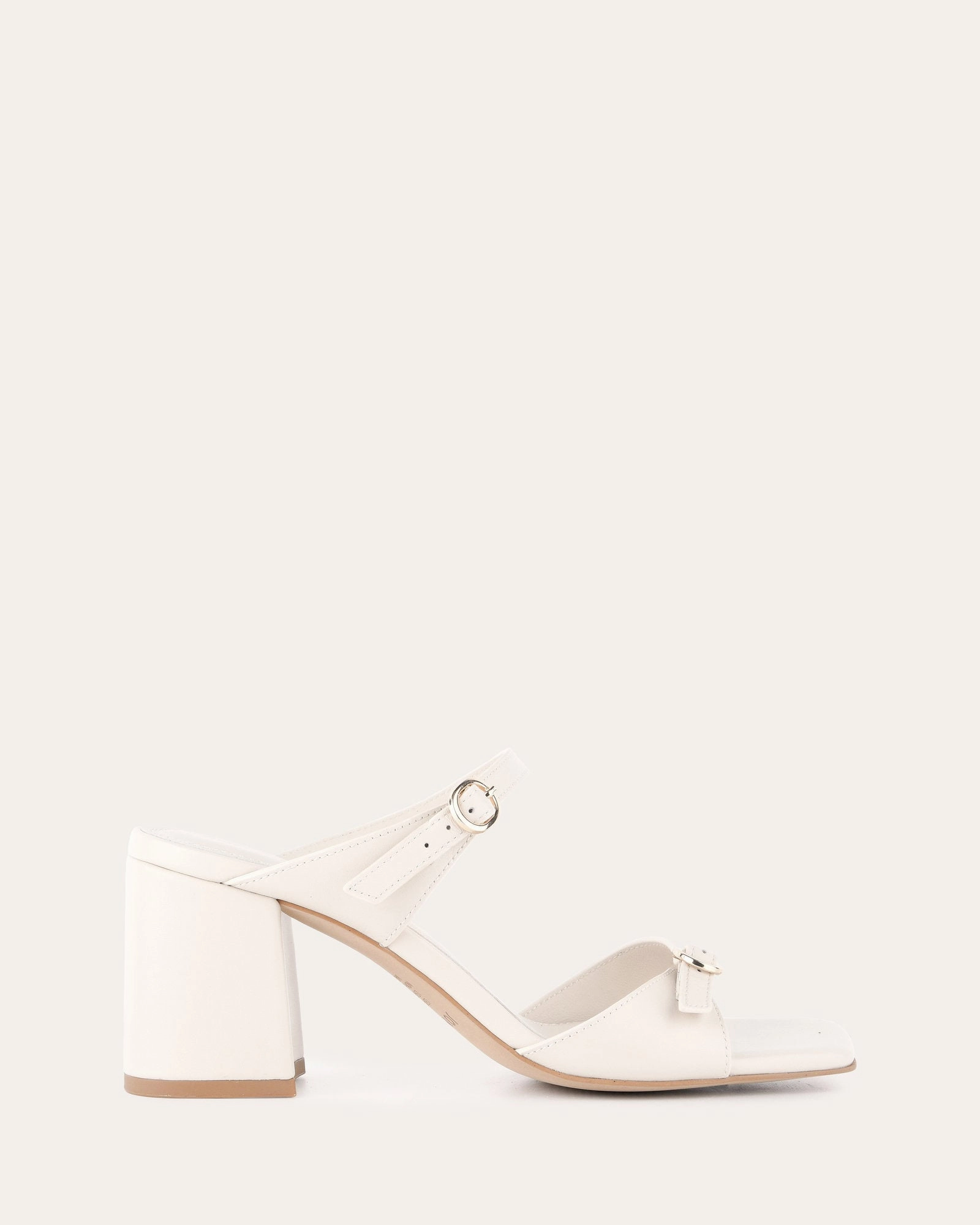Spencer Mid Heel Sandals Off White Leather Precision-Made