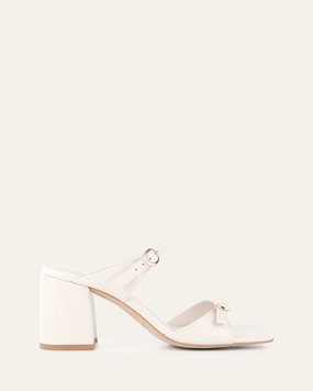 Quiet Design Progressive Edge Spencer Mid Heel Sandals Off White Leather