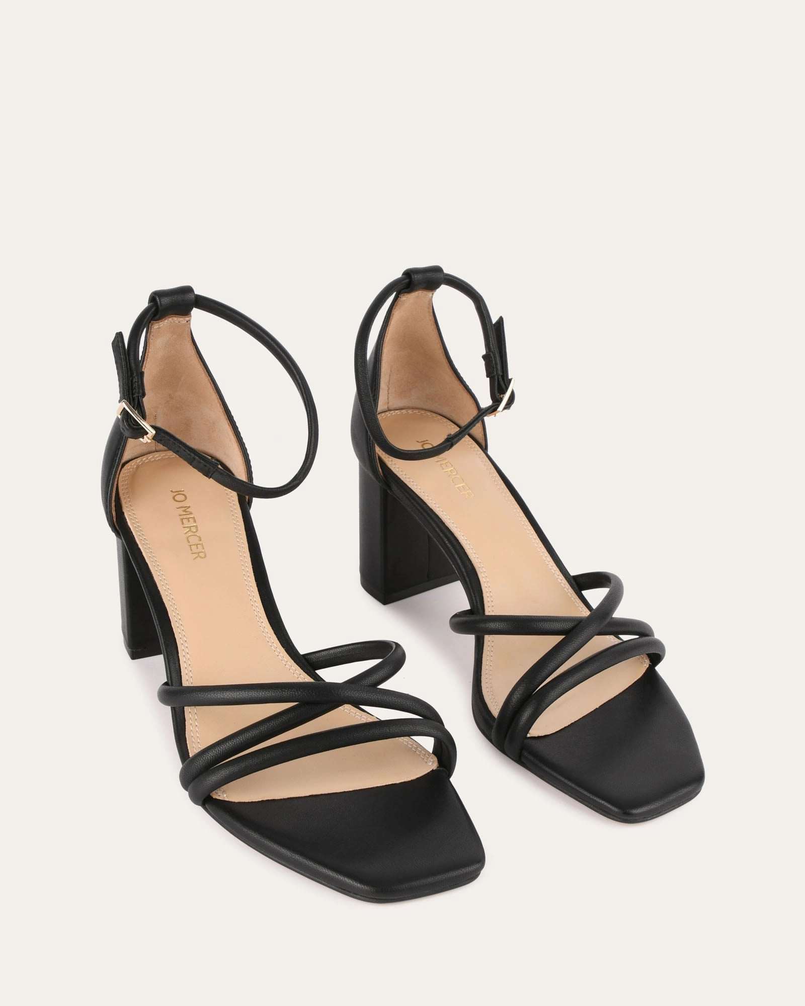 Nicola Mid Heel Sandals Black Leather Light Motion Gear