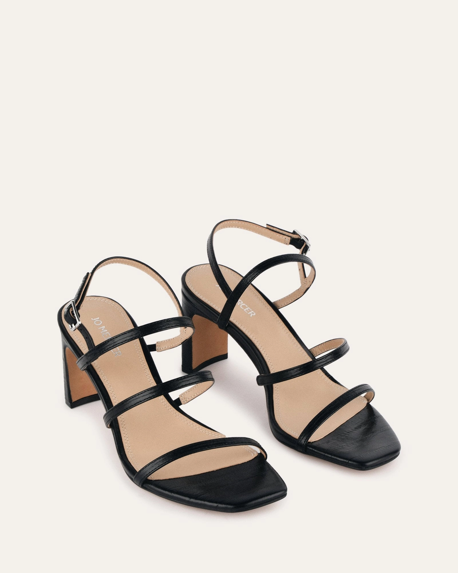 Nix Mid Heel Sandals Black Lizard Essential Structure