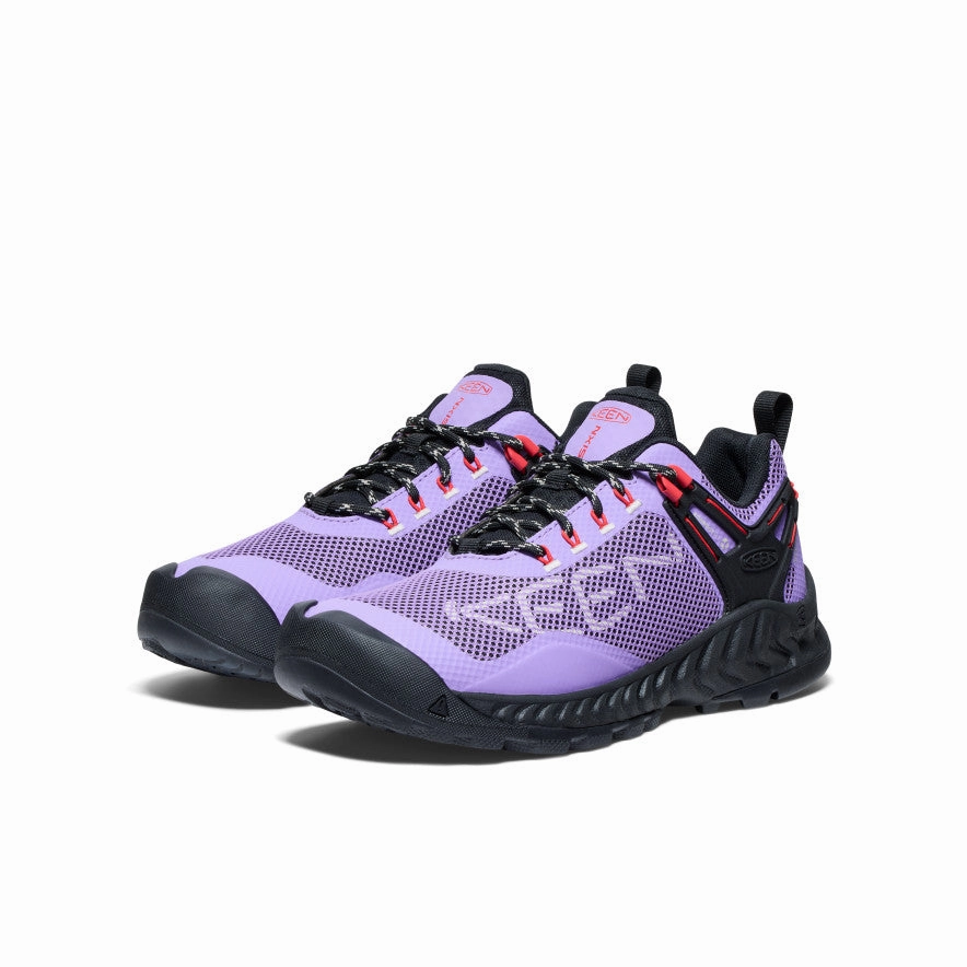 Minimal Focus Women'S Nxis Evo Waterproof Shoe  |  Paisley Purple/Poppy Red