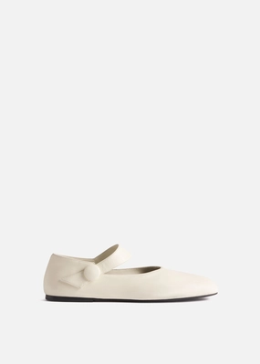 Future-Light Grounded Luxury Mary Jane Ballerina Flat In Ivory