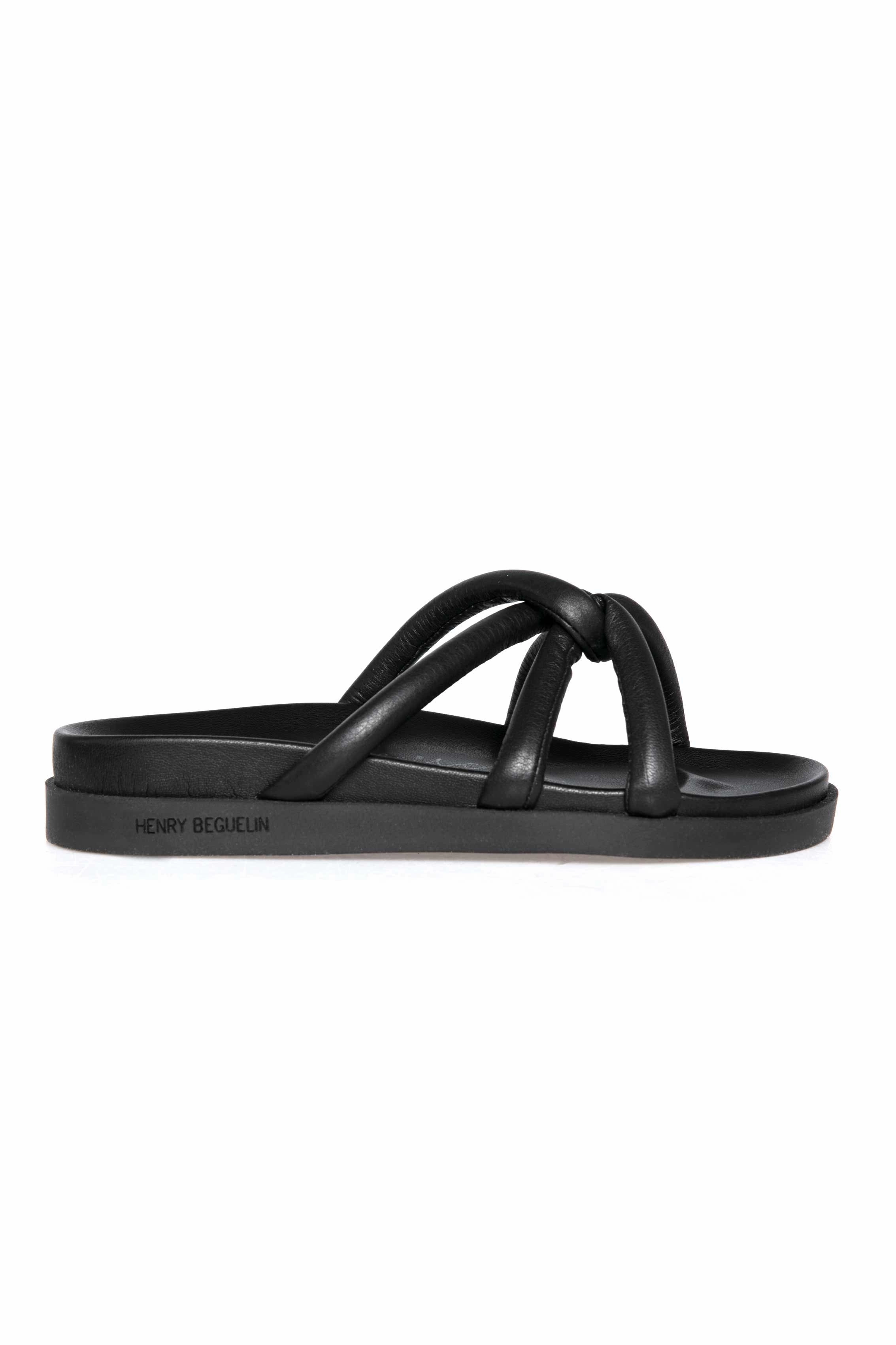 Cool And Essential Built For Today Leather Nodo Slide Sandal In Cervo Nero