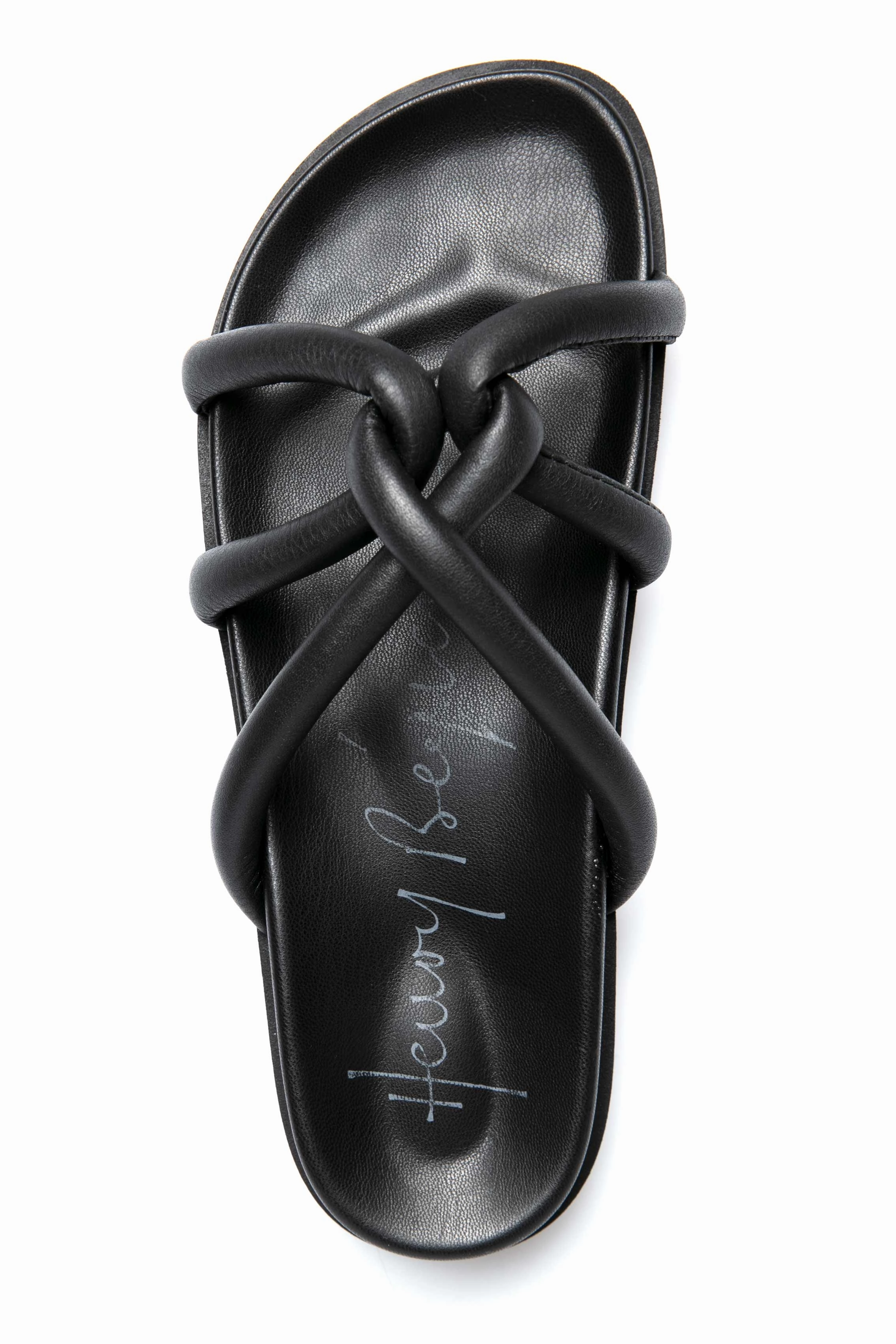 Leather Nodo Slide Sandal In Cervo Nero Conscious Layers The Now Look