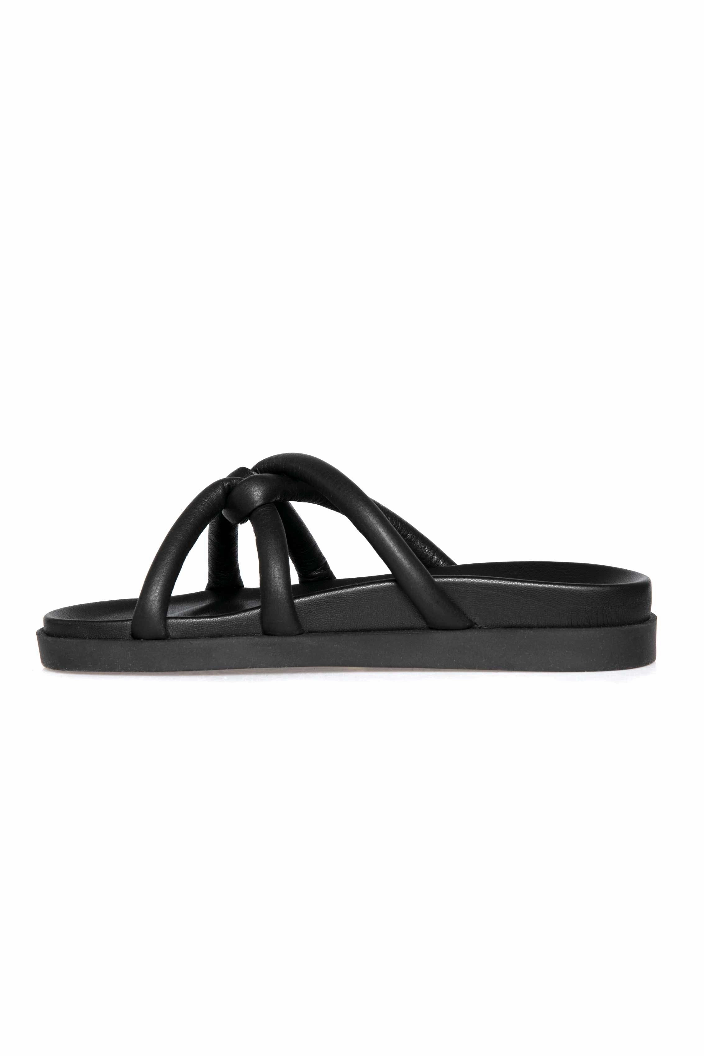 Function   Feel Leather Nodo Slide Sandal In Cervo Nero