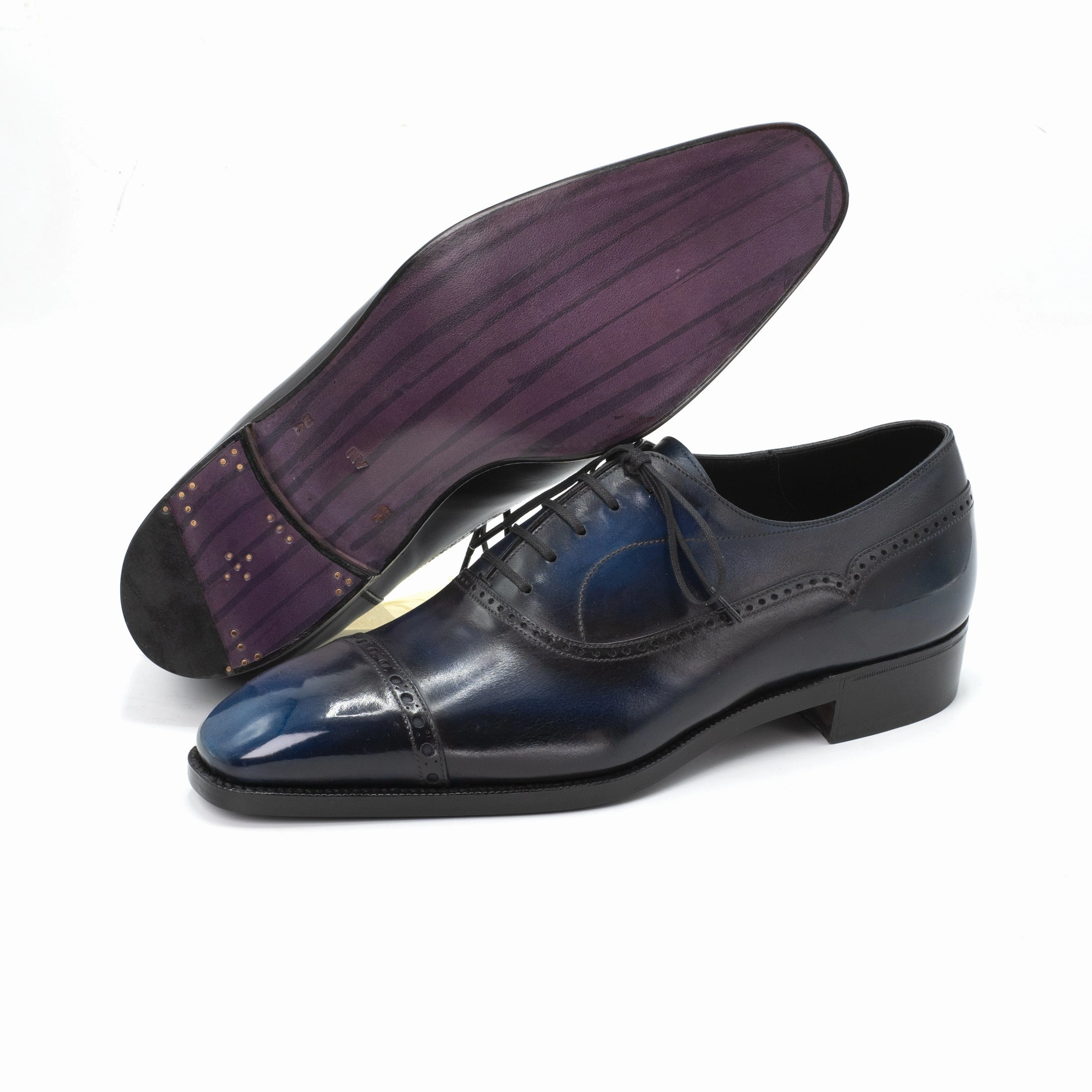 Precision-Made Ease-Ready Ricard Balmoral Oxford Shoe Mto - Hokusai Blue