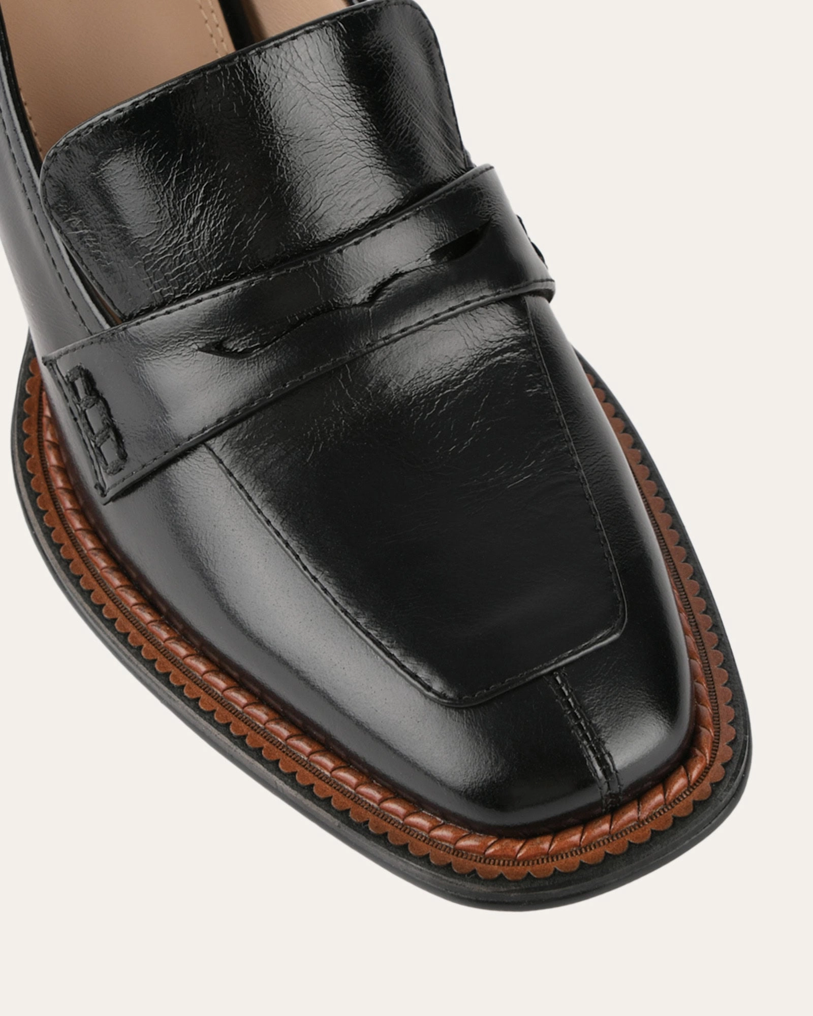 Crafted Clarity Delilah Mid Heel Loafers Black Leather