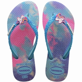 Havaianas Kids Sandals Slim Glitter Trendy White/Bluewater Smart Layering