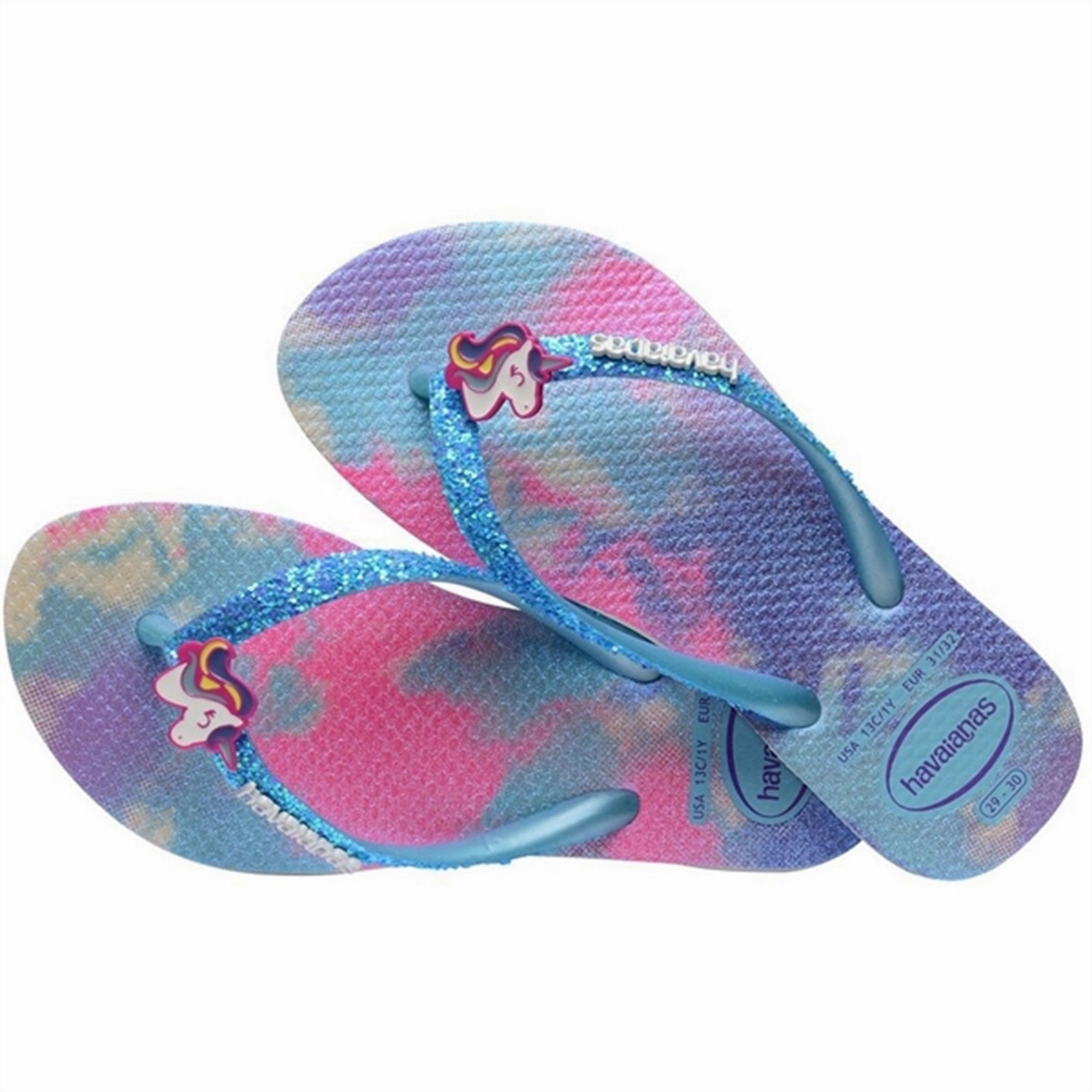 Confident Layers Move Smarter Havaianas Kids Sandals Slim Glitter Trendy White/Bluewater
