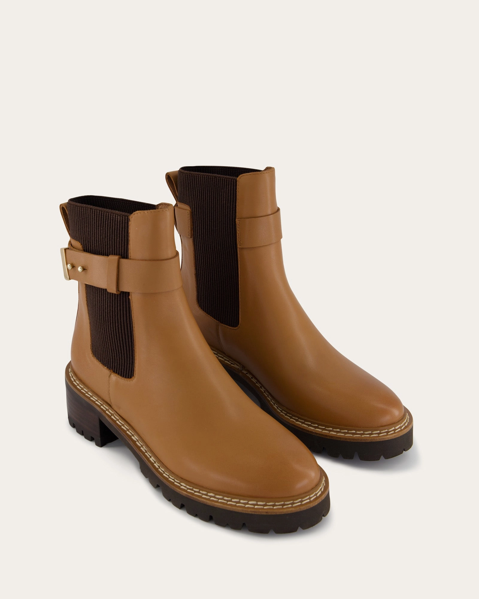 Kiko Flat Ankle Boots True Tan Leather Clarity Wear
