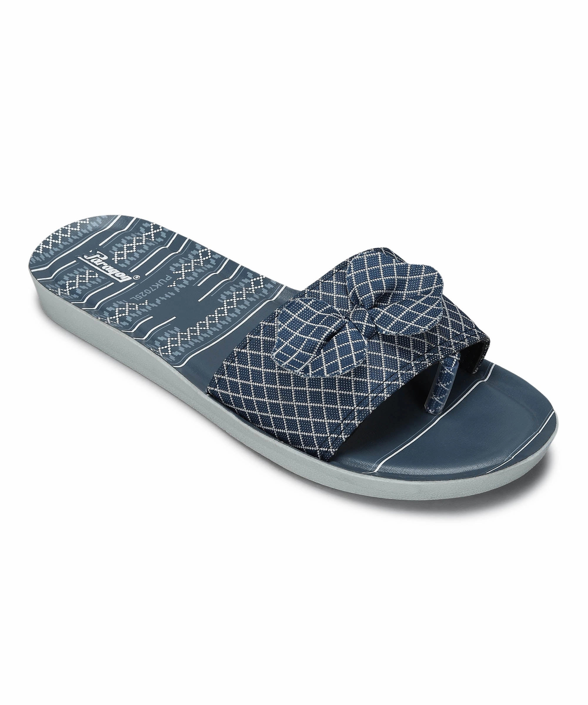Shift Into Ease Fluid Design Paragon Puk7025L Women'S Blue-Grey Sliders With Cushioned Sole For Everyday Use