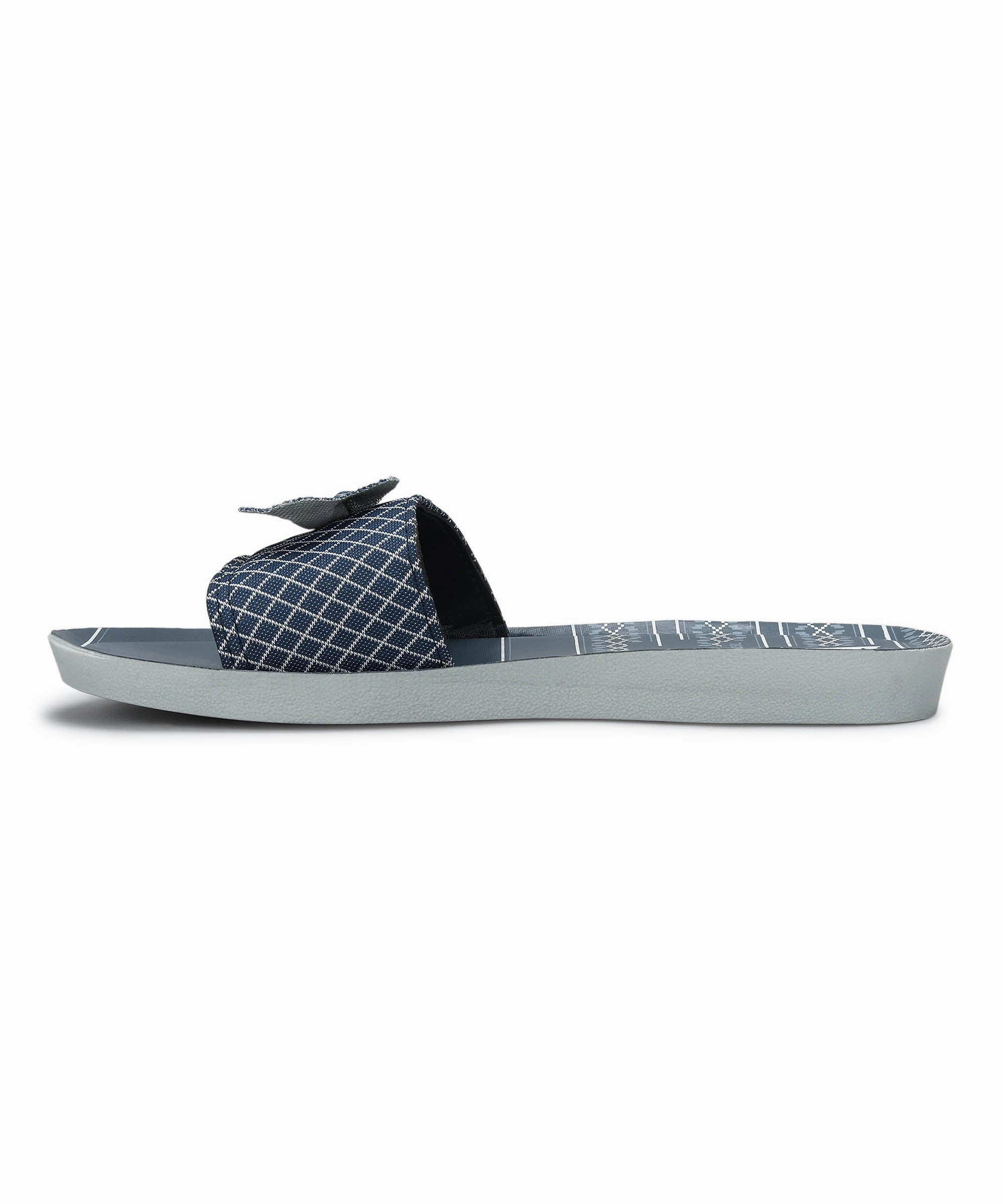 Paragon Puk7025L Women'S Blue-Grey Sliders With Cushioned Sole For Everyday Use Daily Designwear