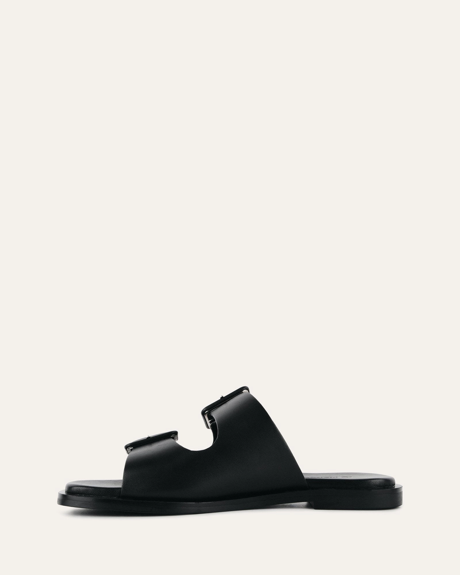 Vibe-Proof Uncomplicated Gear Sebastian Flat Slide Black Leather