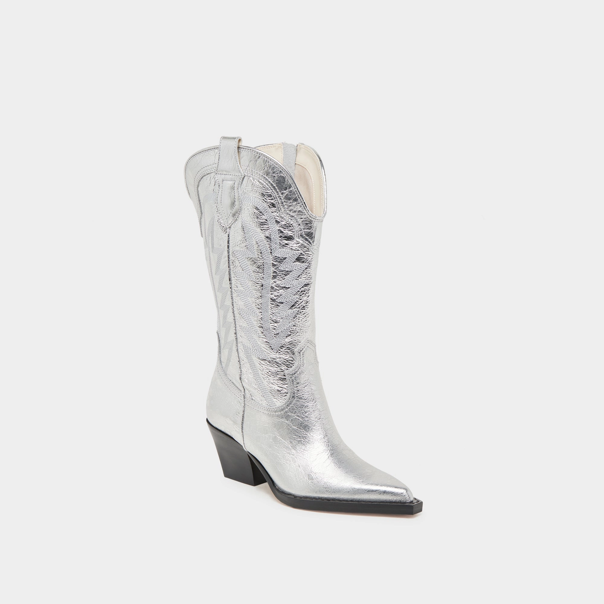 Ryland Wide Calf Boots Silver Distressed Leather Bold Form Layer Up Smart