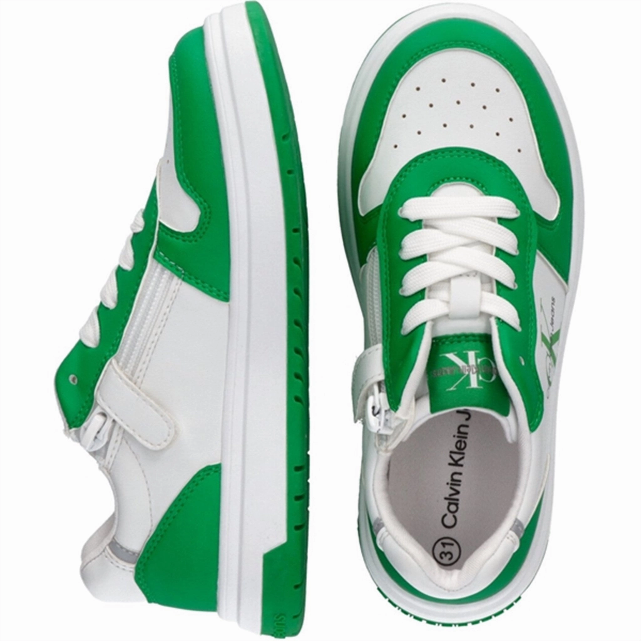 Cool Minimalism Calvin Klein Low Cut Lace-Up Sneakers Green/White