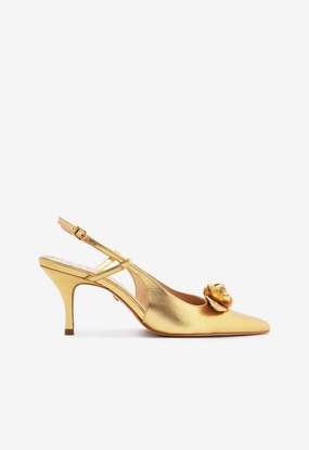 Low-Key Bold Alma Sling Metallic Leather Pump