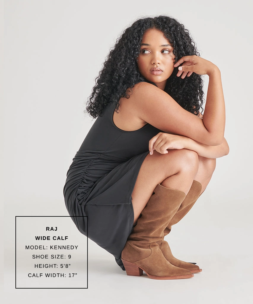 Low-Key Performance Raj Wide Calf Boots Brown Suede