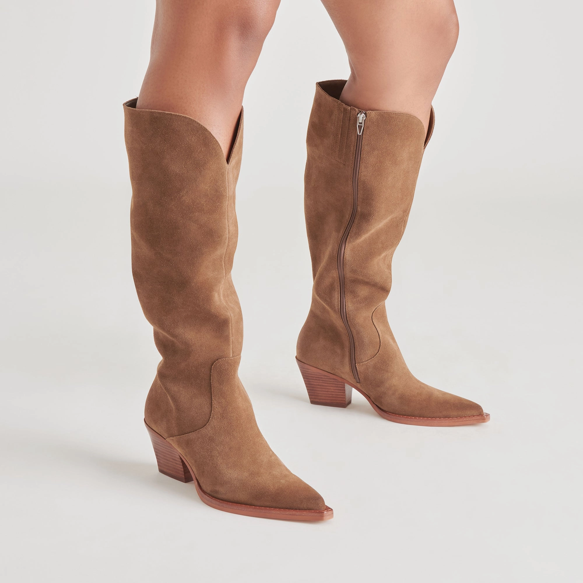 Dynamic Balance Raj Wide Calf Boots Brown Suede
