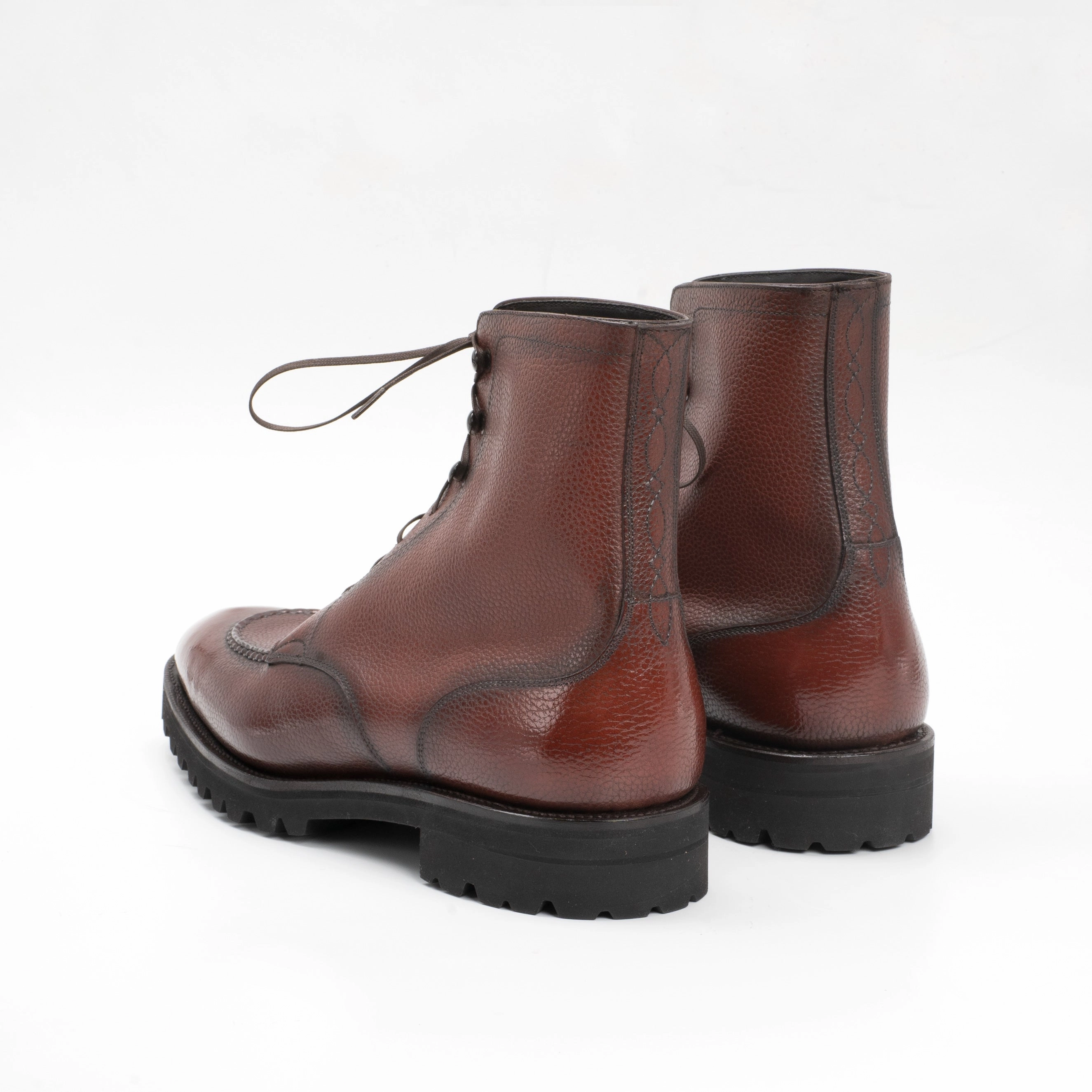 Integrated Cool Structured Motion Rembrandt U-Tip Derby Boot Mto - Bordeaux Patina