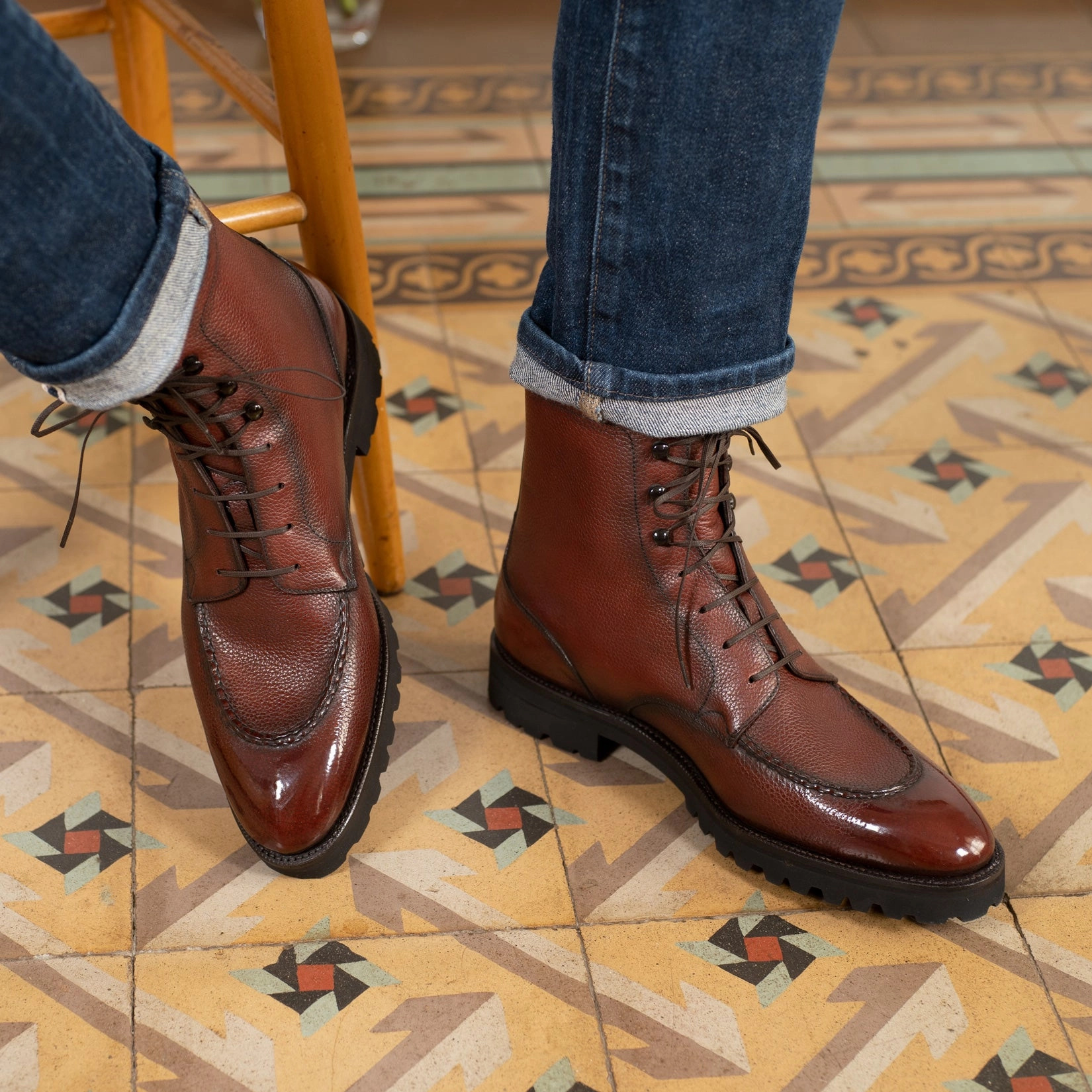 Clean-Forward Conscious Layers Rembrandt U-Tip Derby Boot Mto - Bordeaux Patina