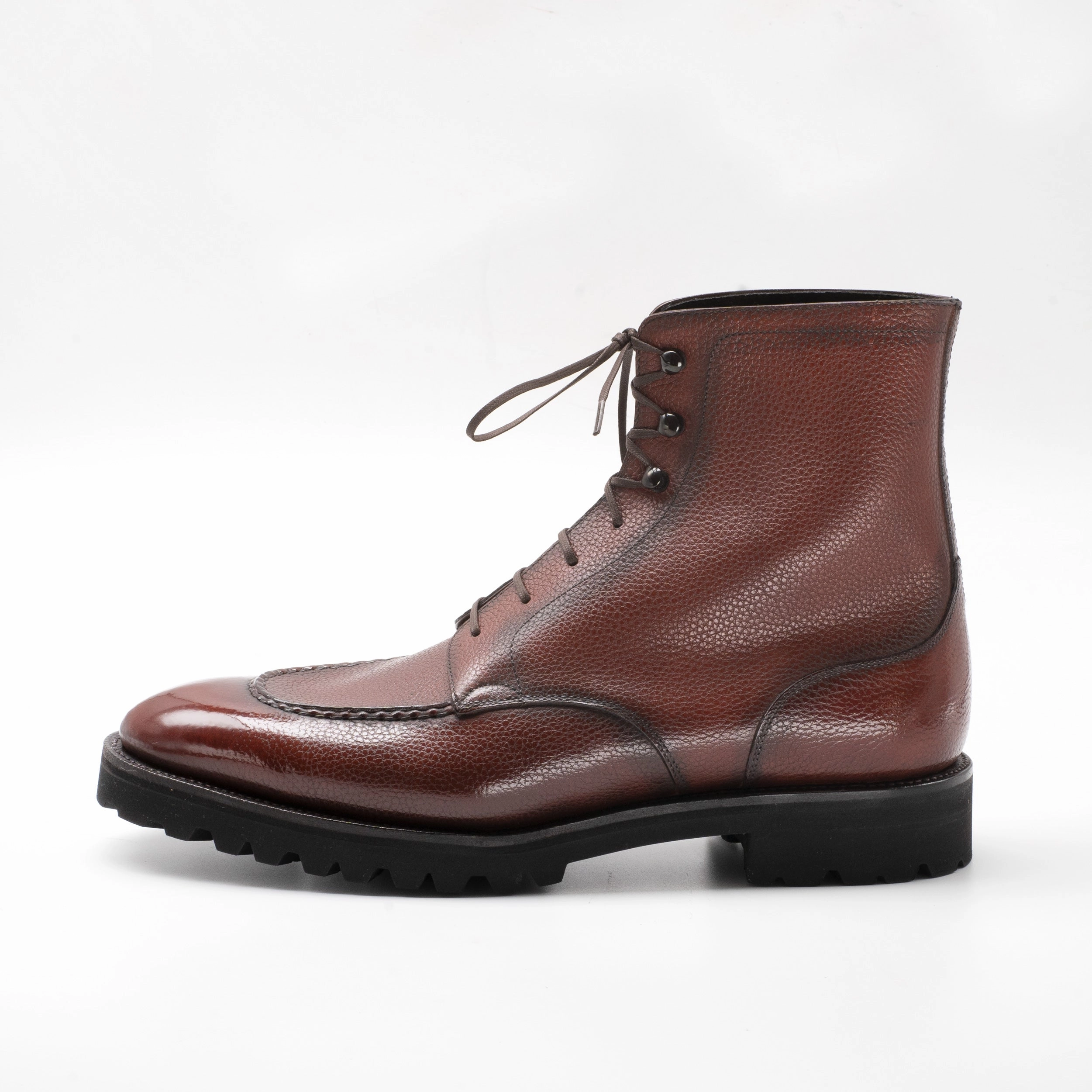 Rembrandt U-Tip Derby Boot Mto - Bordeaux Patina Fluid Design