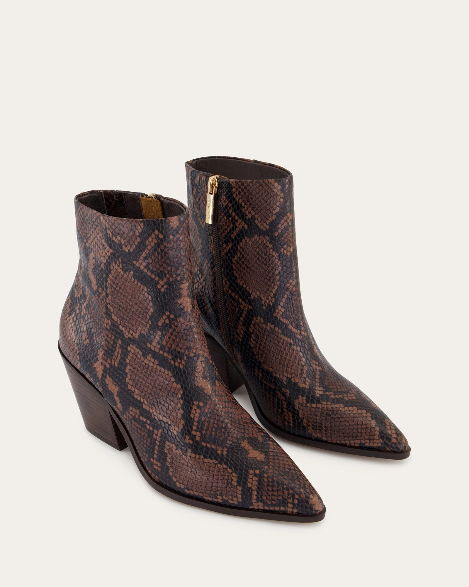 Freddie Mid Ankle Boots Dark Snake Print Leather Urban Focus