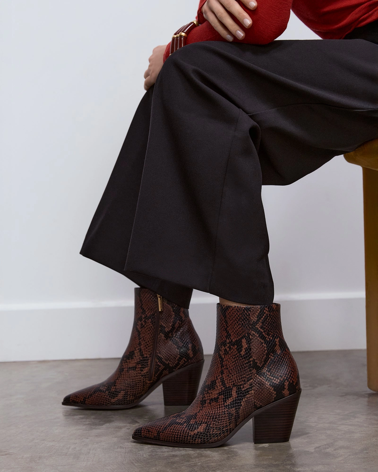 Cool Shift Freddie Mid Ankle Boots Dark Snake Print Leather