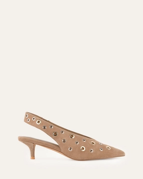 Rhi Low Heels Latte Suede Smooth Silhouettes Pure Function