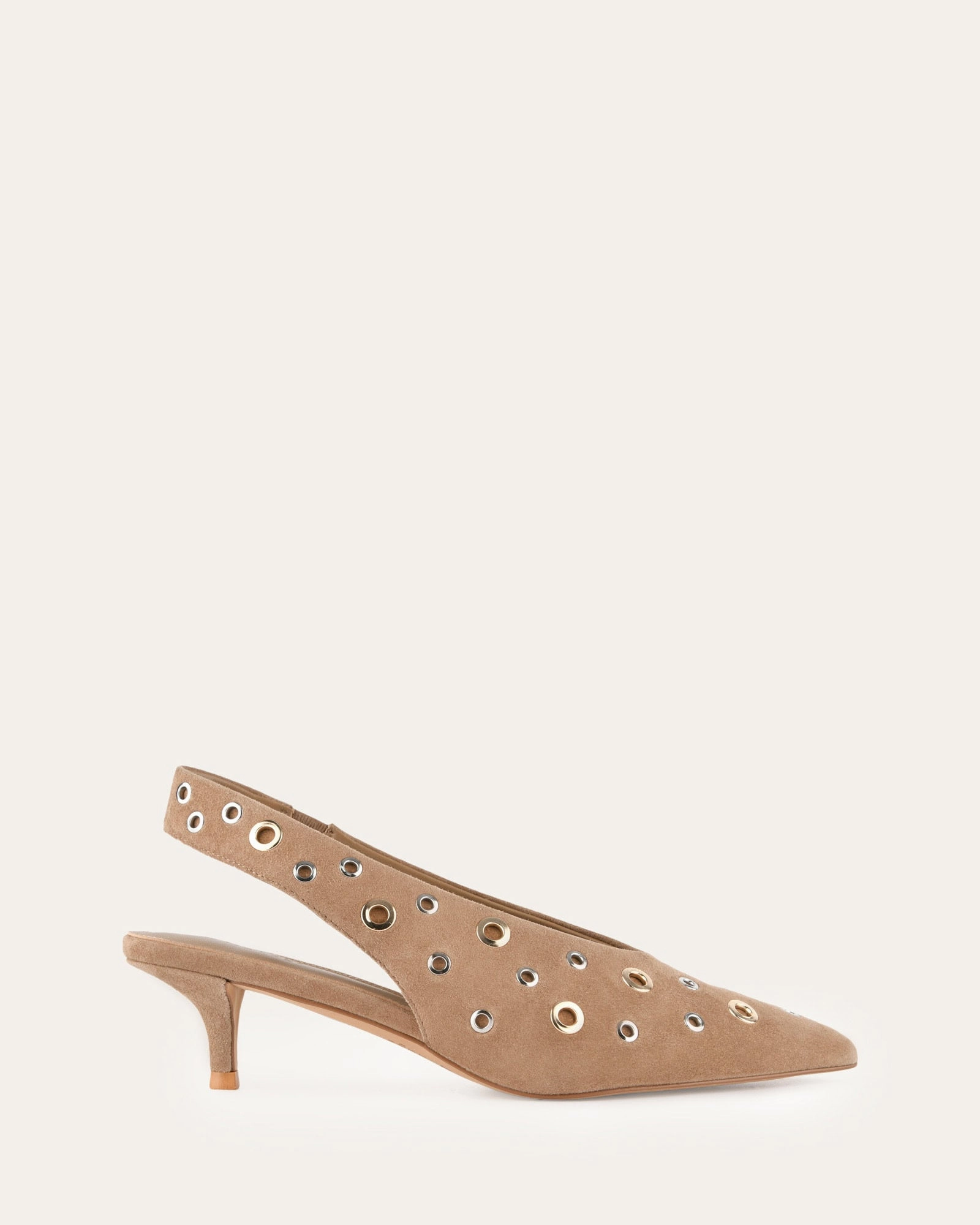 Rhi Low Heels Latte Suede Smooth Silhouettes Pure Function