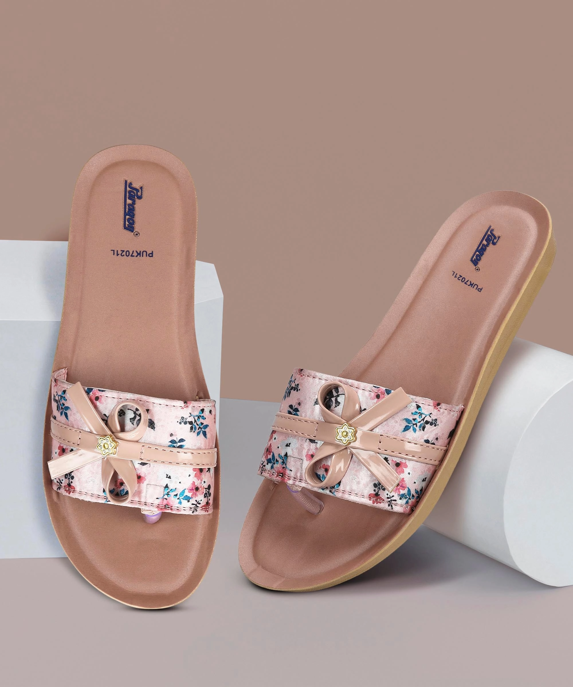 Pure Lines Essentials, Upgraded Paragon Puk7021L Women'S Peach Sliders With Cushioned Sole For Everyday Use