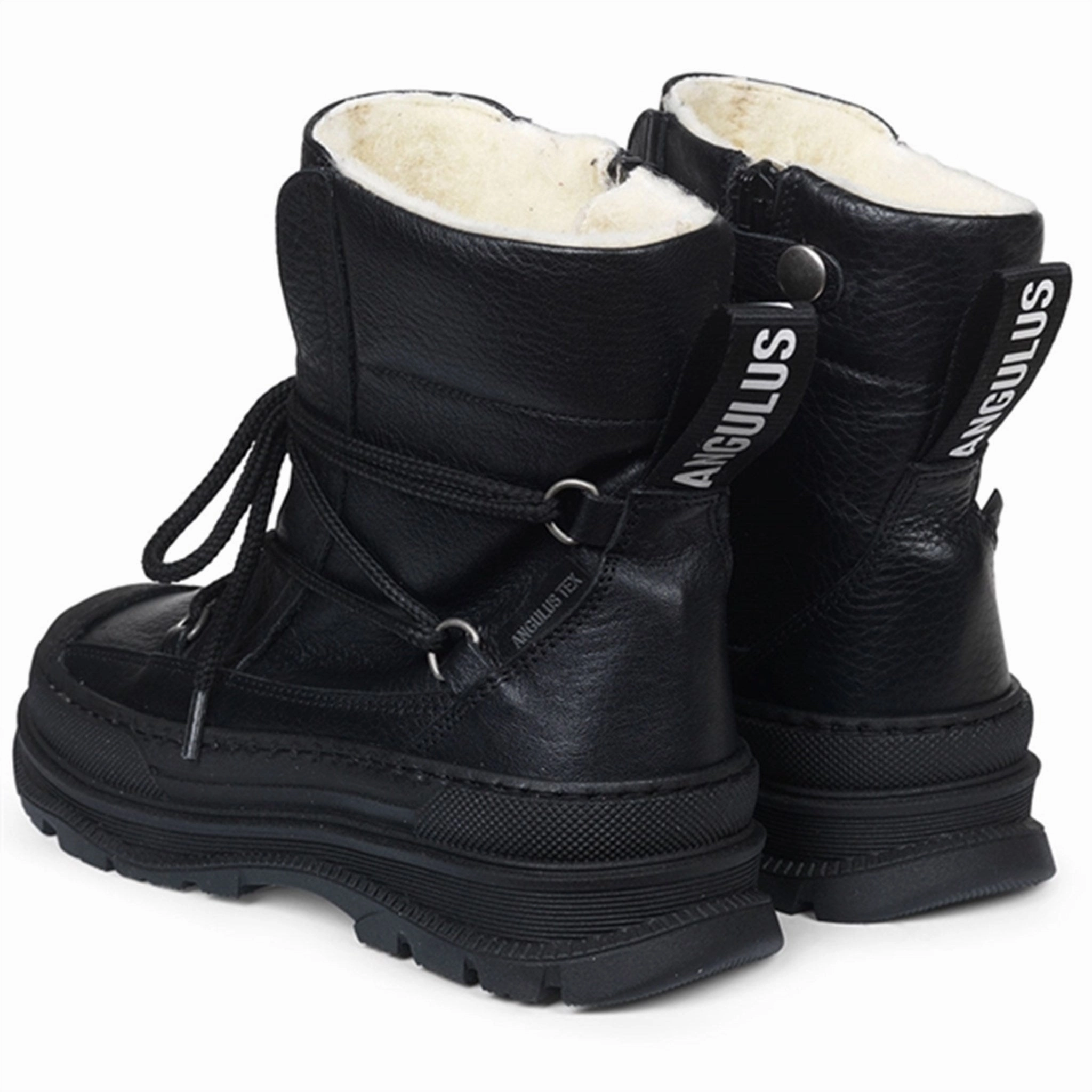 Angulus Tex Boots W Tie And Zipper Black Elevated Minimal Quiet Performance