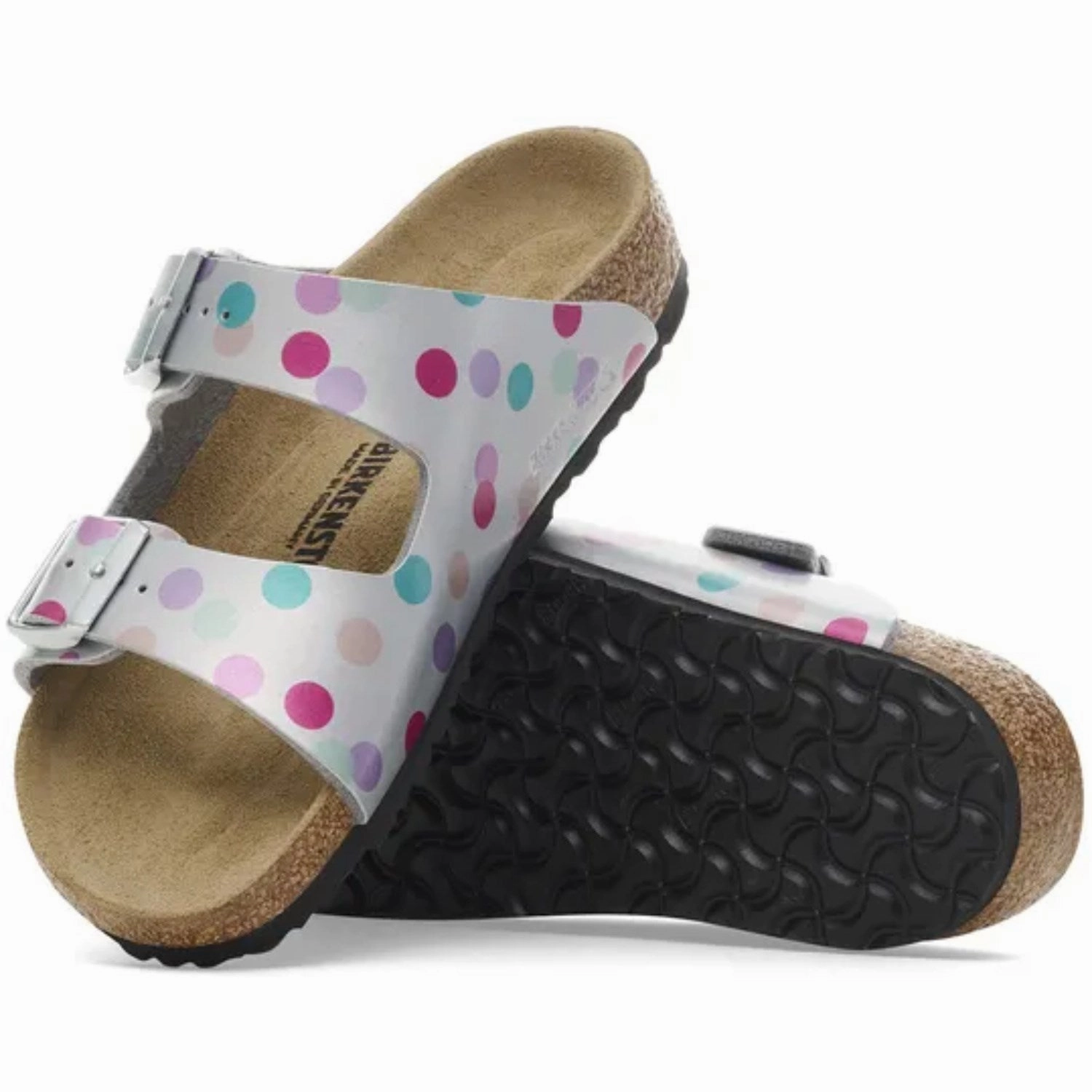 Birkenstock Arizona Kids Bf Elec. Metal. Silver Dots Ready To Flex Shaped For Today