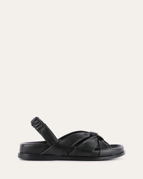 Vincent Flat Sandals Black Leather Sleek Essentials Express Yourself