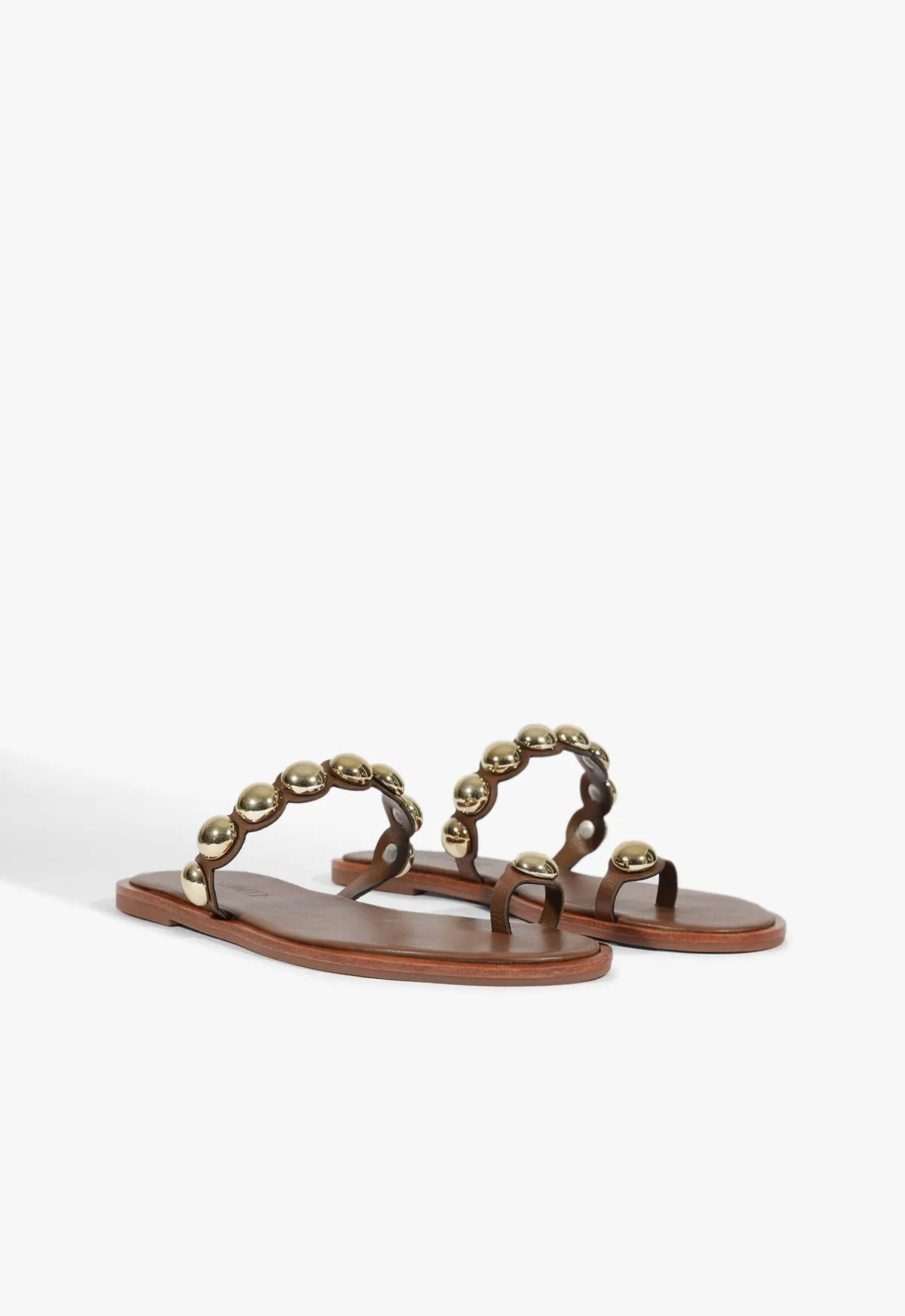 Romy Brown Leather Flat Sandal Modern Motion Pure Lines