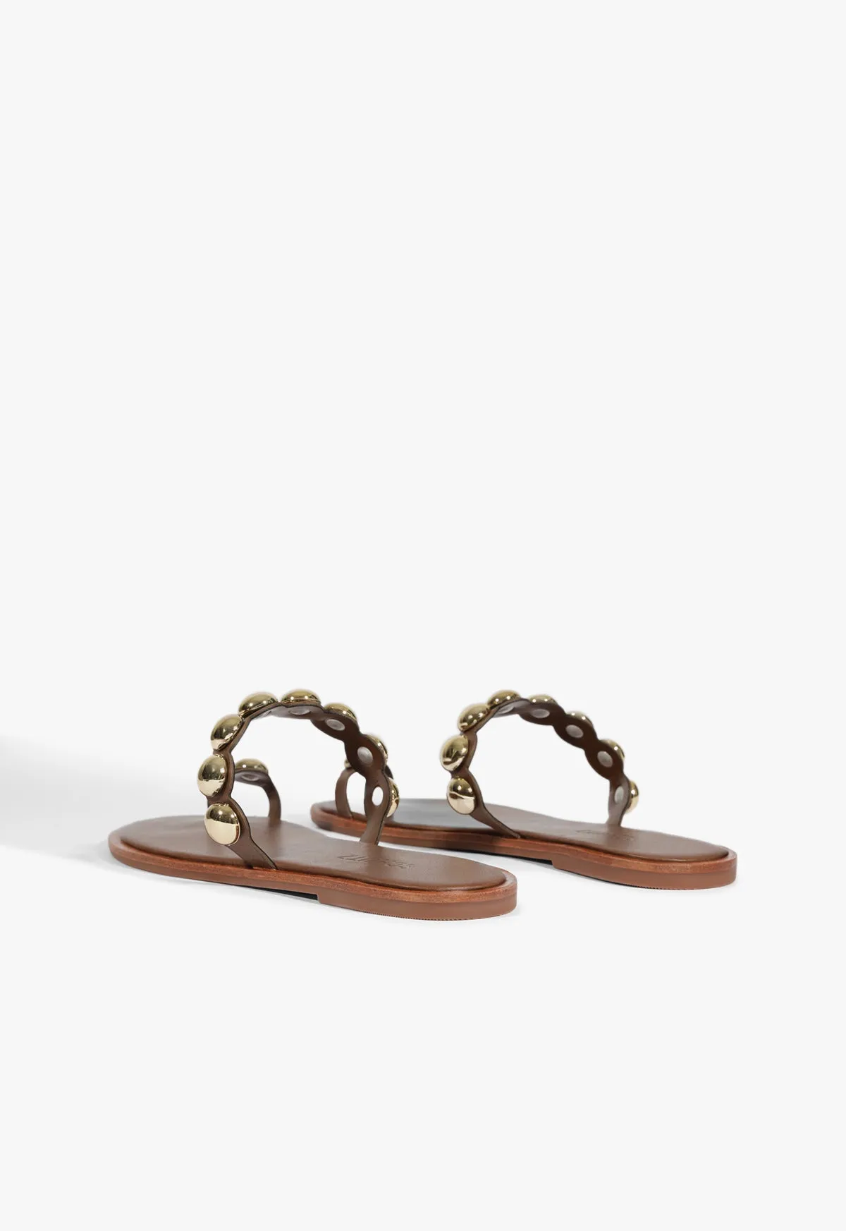 Romy Brown Leather Flat Sandal Essence Wear