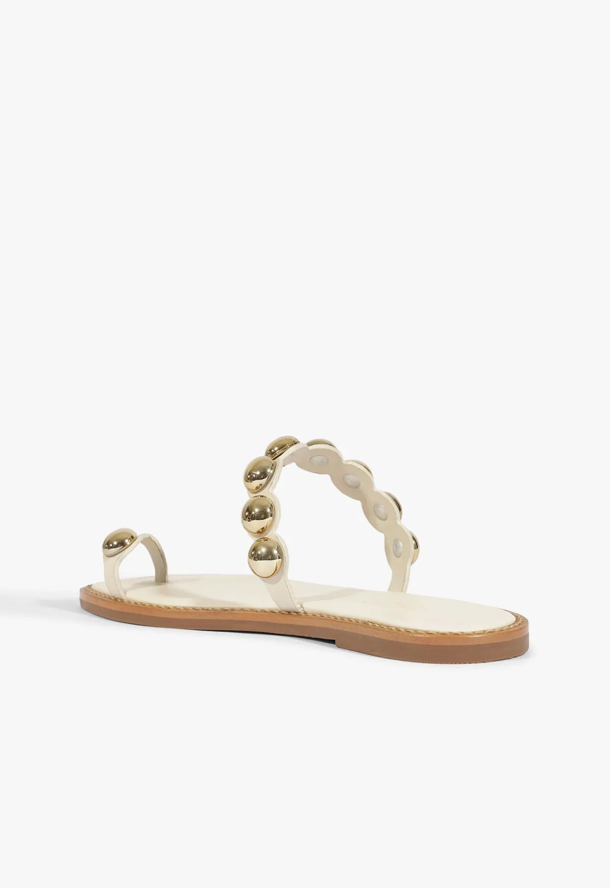 Motion Clarity Romy White Leather Flat Sandal
