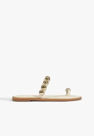Romy White Leather Flat Sandal Smooth Fit