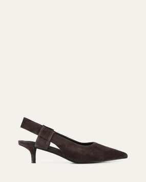Rosa Low Heels Bitter Choc Suede Street-Ready
