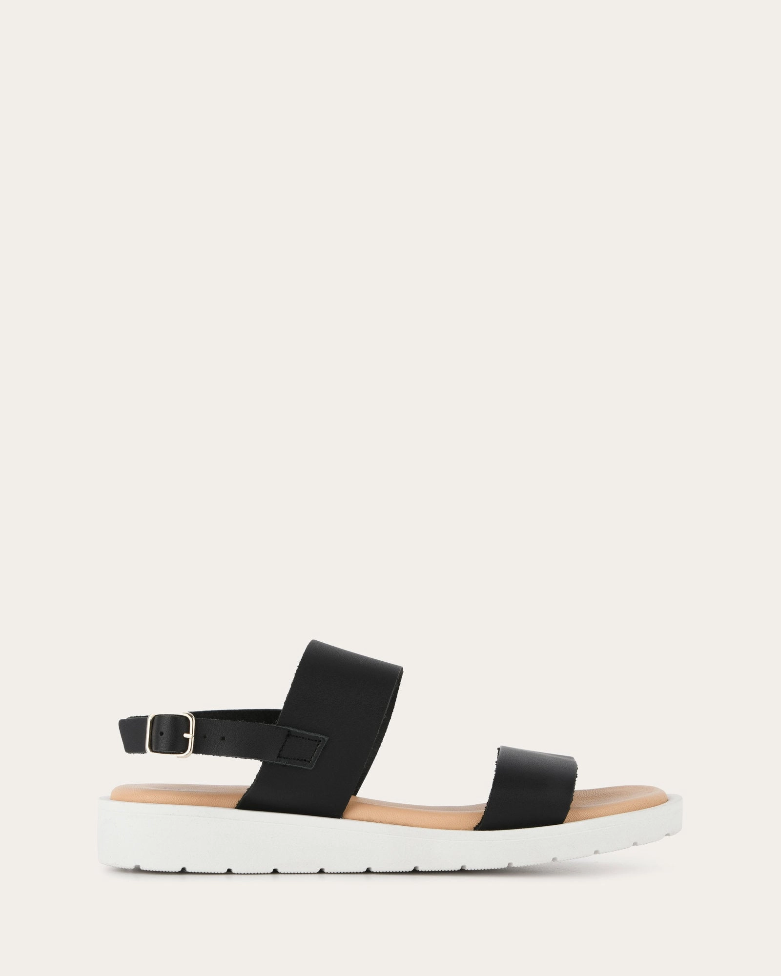 Crafted Evolution Daily Essentials Rosalie Flat Sandals Black Leather