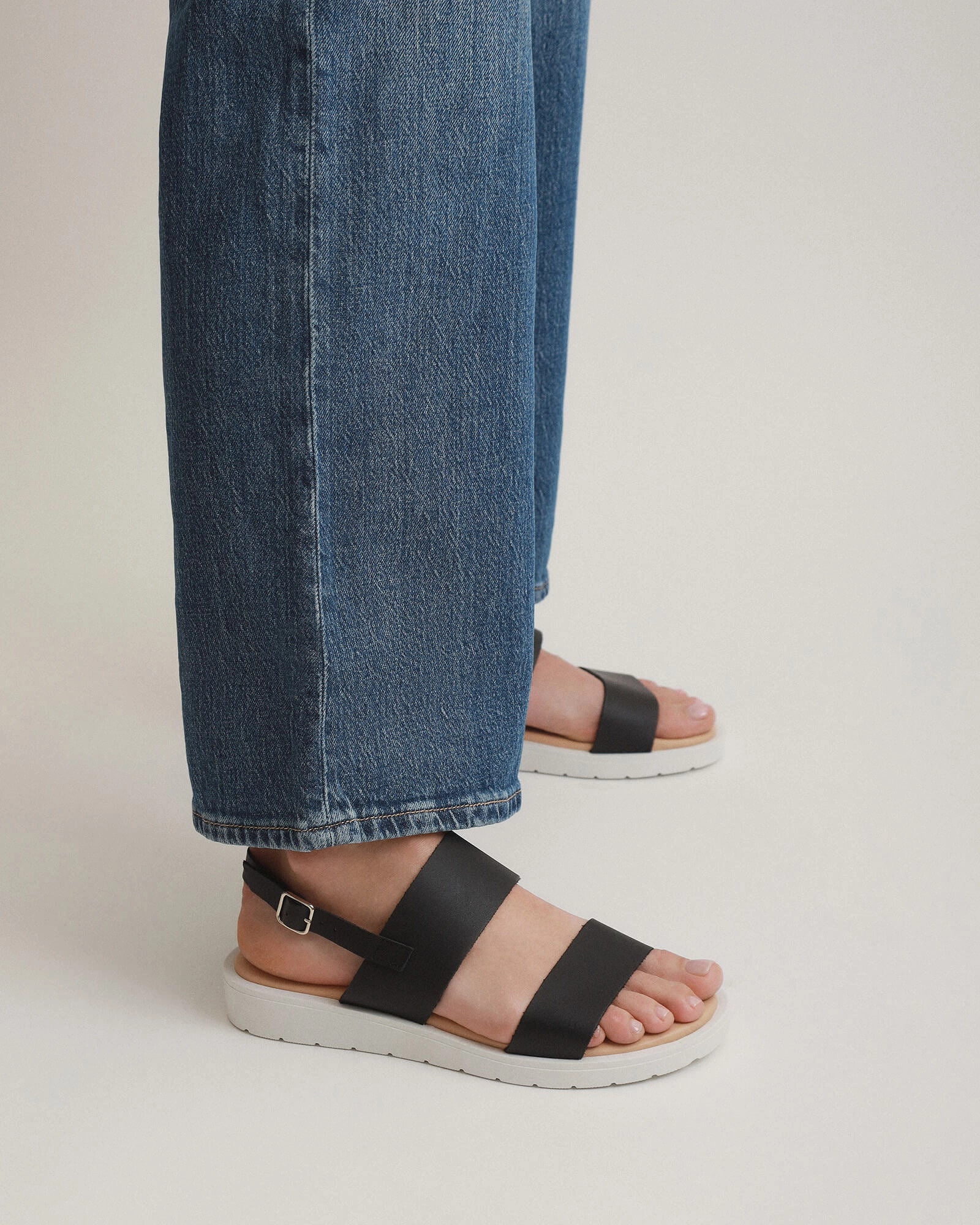 Move-Fit Layer Light Rosalie Flat Sandals Black Leather
