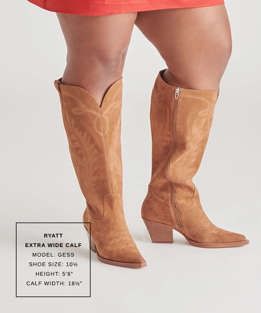 Ryatt Extra Wide Calf Boots Pecan Suede Wear Reimagined