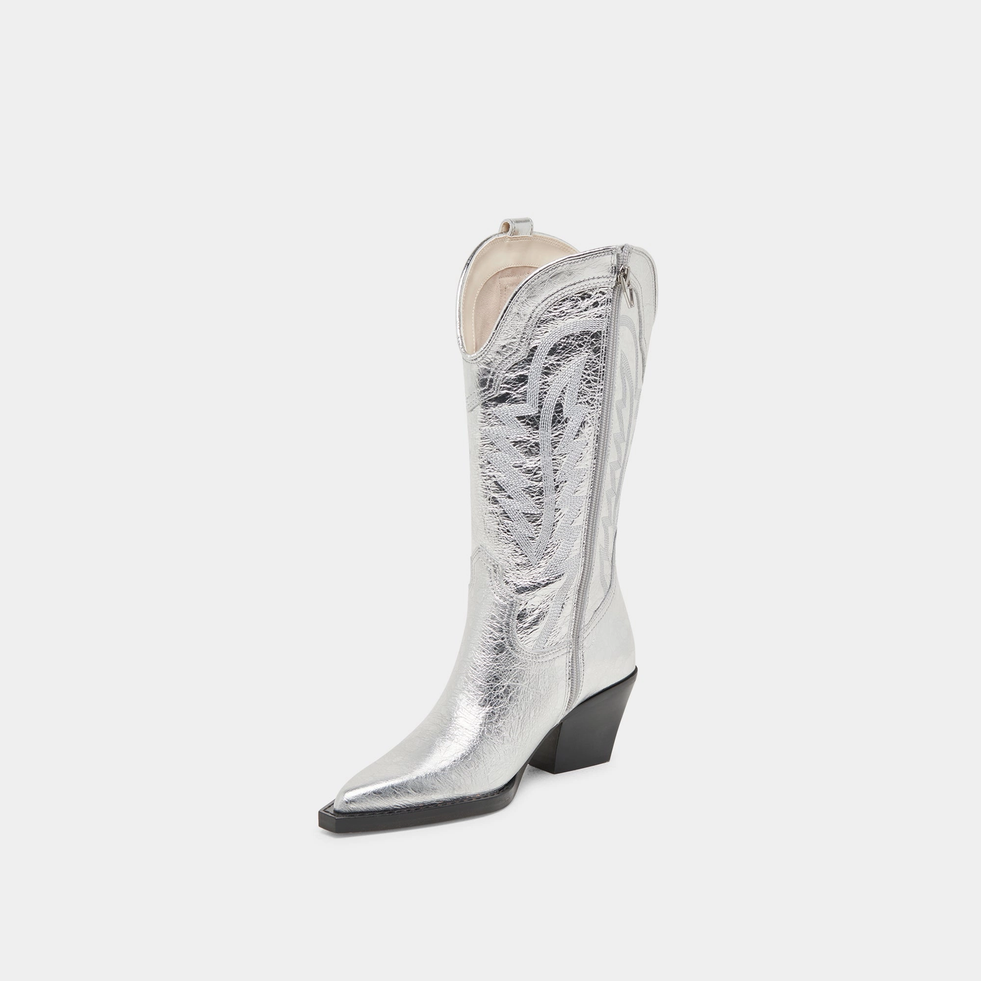Living Flow Ryland Extra Wide Calf Boots Silver Distressed Leather