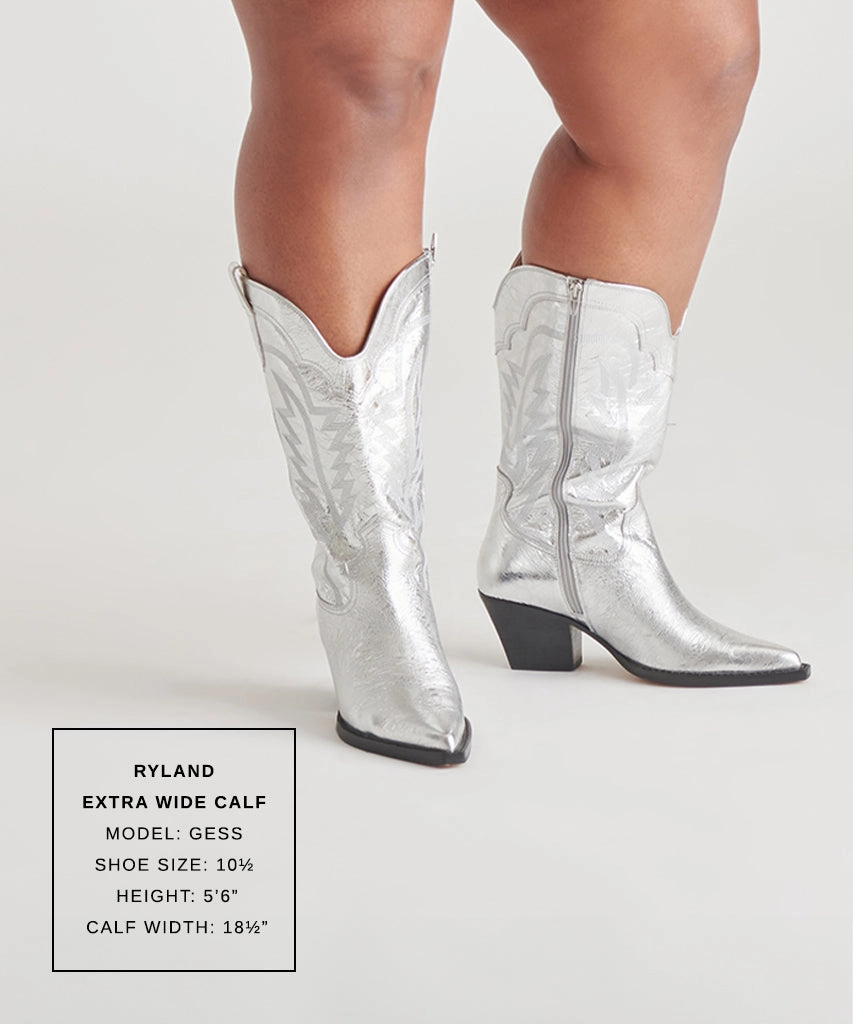 Ryland Extra Wide Calf Boots Silver Distressed Leather Go-Anywhere Style
